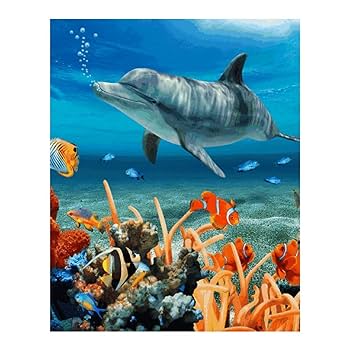 Dolphins Blue Diamond Art Kits for Adults Diamond Art